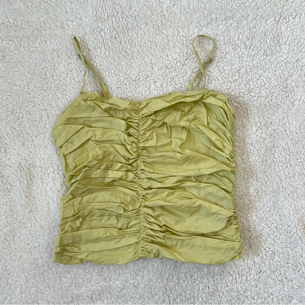 Dynamite “Ruched Poplin Cami” Green Top